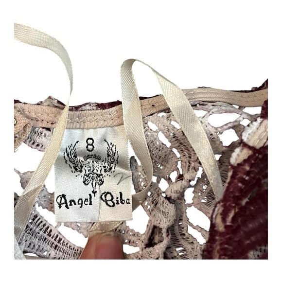 Angel‎ Biba Burgundy Ombre Lace Cut-Out Overlay Dress Size 8 - Picture 5 of 9